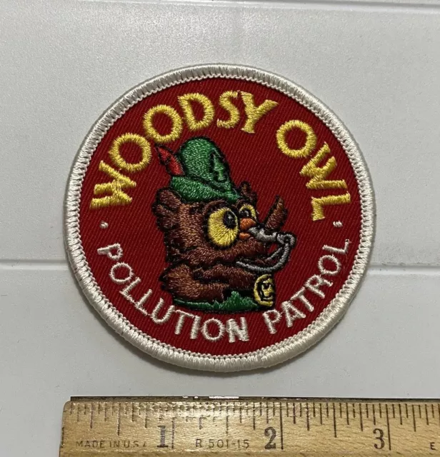 Woodsy Owl Pollution Patrol Red Embroidered Round Souvenir Patch Badge