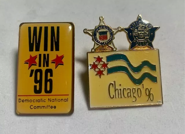 🔥🐇Rare 1996 Chicago Democratic National Convention Lapel Pins (Set Of Two)🔥🐇