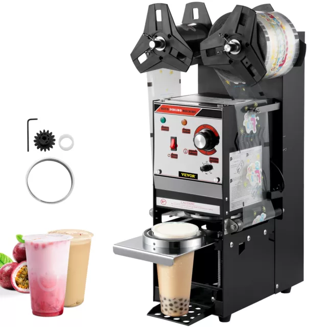 VEVOR Black Semi-automatic Bubble Tea Cup Sealer Sealing Machine 300-500 Cups/Hr