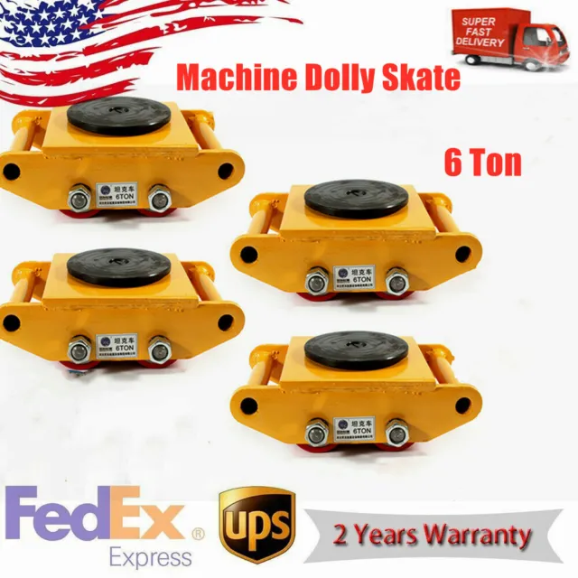 Machinery Mover with 360°Rotation Cap 13200lbs 6T 4 Rollers Machine Dolly Skate