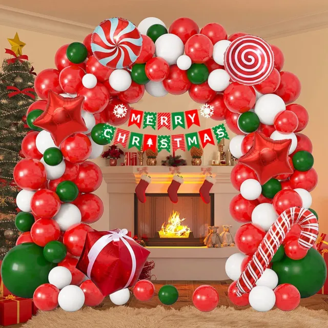 Kit arco ghirlanda palloncino di Natale con palloncini oro rosso verde canna da caramelle fantastico