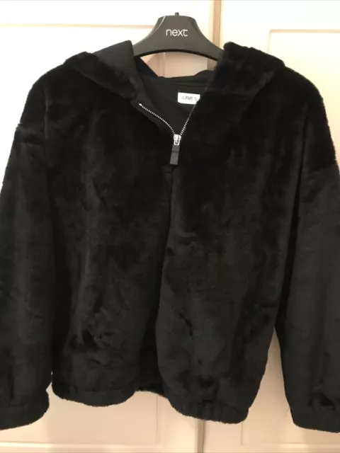 F&F Age 11-12 Black Teddy Bear Jacket