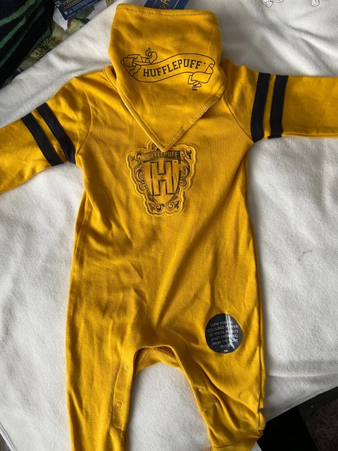 M&S Kids Age 6/9 Months BNWT Mustard Harry Potter Babygrow & Bandana/Bib RRP £12