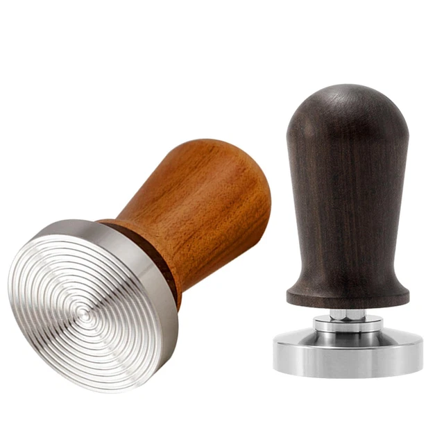 Espresso Tamper Spring Loaded Flat Manche en bois Presse moulue à café