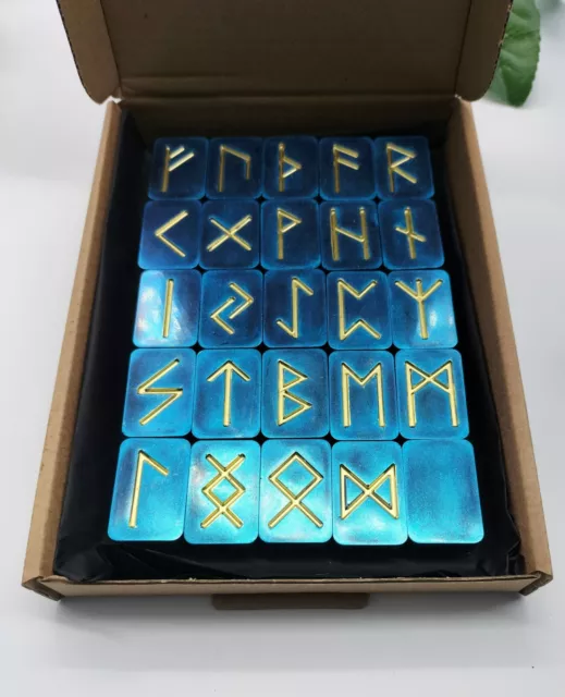 Elder Futhark Runes Handmade Resin. Wicca Pagan Divination Viking