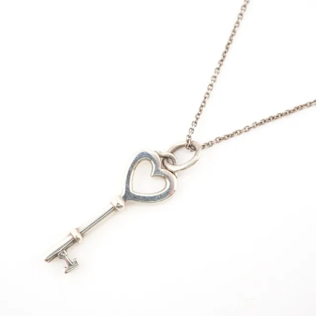 Tiffany & Co. Sterling Silver 925 Heart Key Pendant Necklace