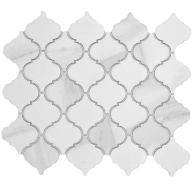 Mosaico de cerámica florentino Carrara azulejos vintage blanco gris | 10 alfombras