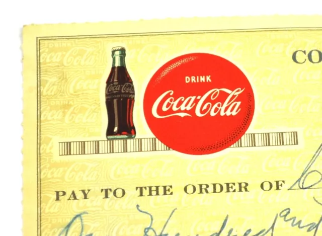 Coca-Cola Coke Scheck Check USA 1956 Bottling Company of Monongahela 2