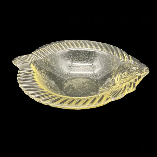 Vintage 1970's Noritazeh SOGA Japan Textured Clear Glass Fish Bowl Gold Sheen