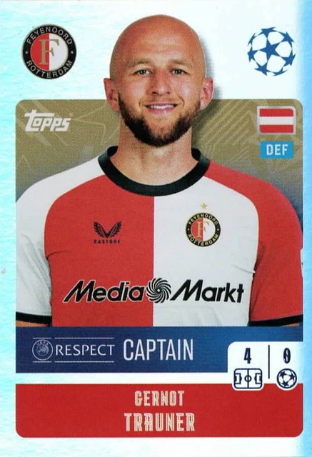 Trauner Sticker TOPPS UEFA CHAMPIONS League 2024/25 Sticker 209 Captain Gernot Trauner ...