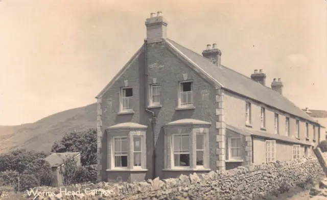 Postcard - Worms Head Cottage - Rhossili - Gower - Swansea Wales  - Real Photo