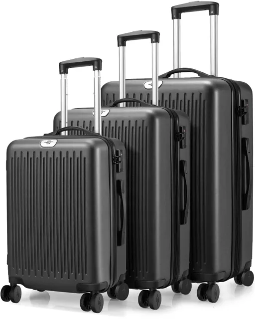 Luggage 3 Piece Sets Expandable Suitcase Set with Spinner Wheels,20"24"28" Black