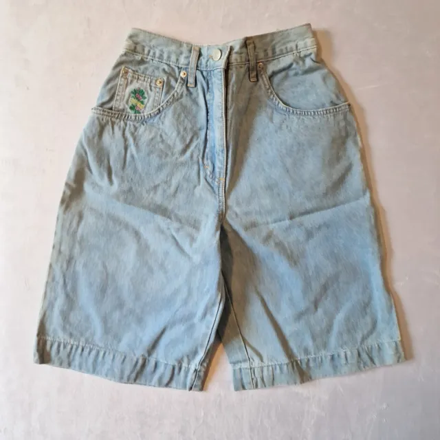 Vintage Denim Shorts -Sz 6/W24"- Blue  Cotton 1980s Deadstock Canabis KB50