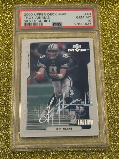 Psa 10 2000 Upper Deck Mvp#43 Troy Aikman Hof Silver Script Newest One On Market