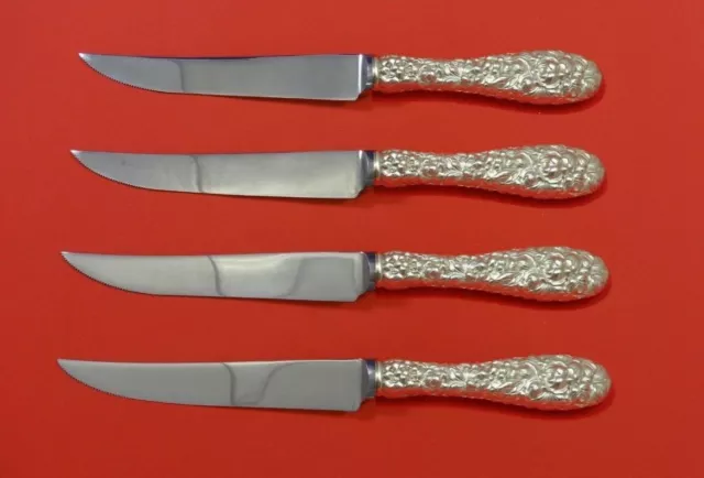 Rose by Stieff Sterling Silver Steak Knife Set 4pc HHWS  Custom Made 8 1/2"