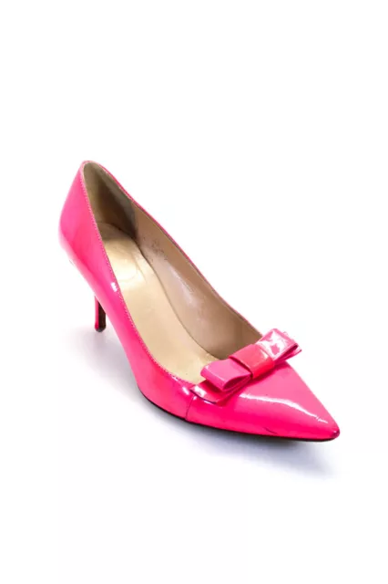 Kate Spade New York Womens Stiletto Bow Pointed Toe Patent Pumps Pink Size 9B