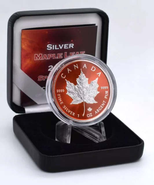 1 OZ Silber Maple Leaf 2022 Space Red Edition nur 500 Stück Silbermünze