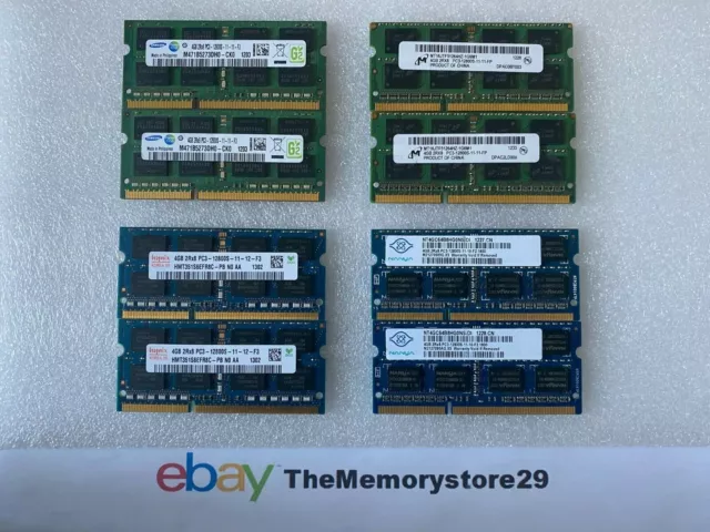2 x 4GB PC3-12800 1600MHz Laptop Notebook DDR3 Memory RAM SODIMM 204 Pin Lot