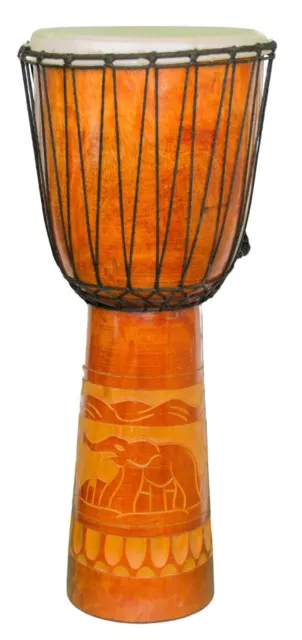 60cm Djembe Trommel handgeschnitzt aus Mahagoni Holz Elefant 2