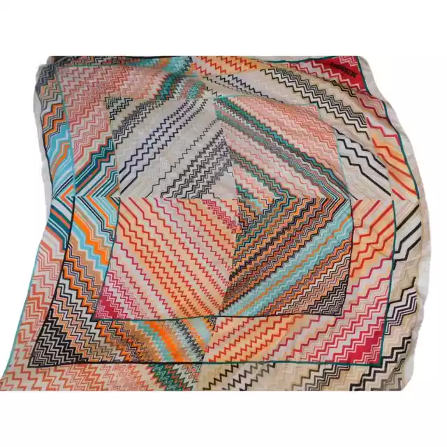Missoni Silk Scarf Abstract Pattern Chevron 36x36 Made in Italy New