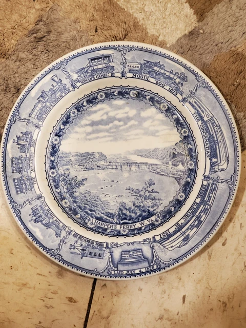 Shenango Baltimore & Ohio Railroad Dinner Plate  10.5" diam  "Harpers Ferry"