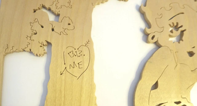 1999 Betty Boop Cut Out Wood Decor- On a Picnic w/Pup & "Carved" Heart on Tree 2