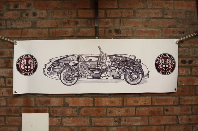 AUSTIN HEALEY FROGEYE sprite side MK I large pvc WORK SHOP BANNER ...