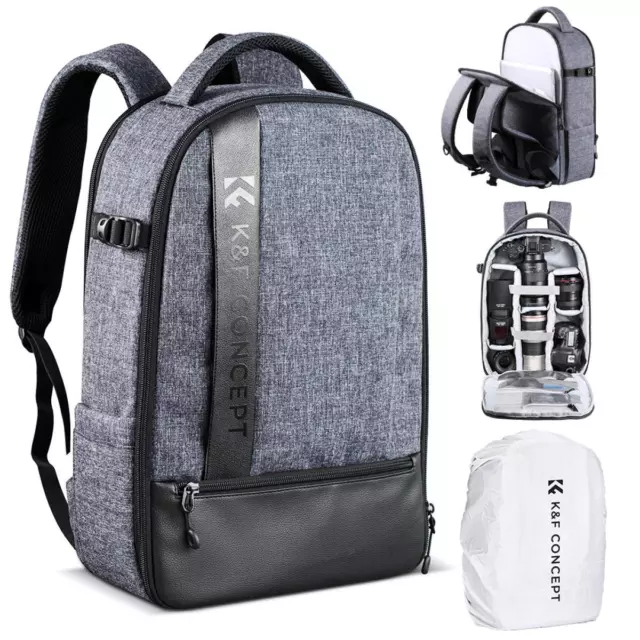 K&F Concept Camera Backpack Large Capacity Waterproof Nylon Bag for DSLR Camera