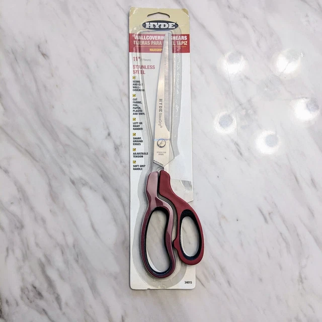 Tijeras colgantes de papel para revestimiento de pared Hyde de acero inoxidable de 11" #34015 nuevas