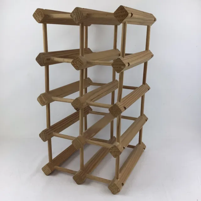 Wine Rack Wooden 8 Bottles Rectangle Freestanding Light Brown Wood Vintage Retro