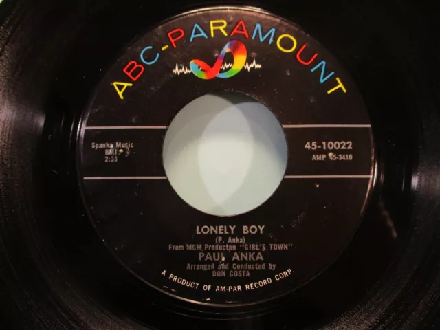 PAUL ANKA - Lonely Boy - Original 1959 ABC Paramount Records 45 rpm - Top 40