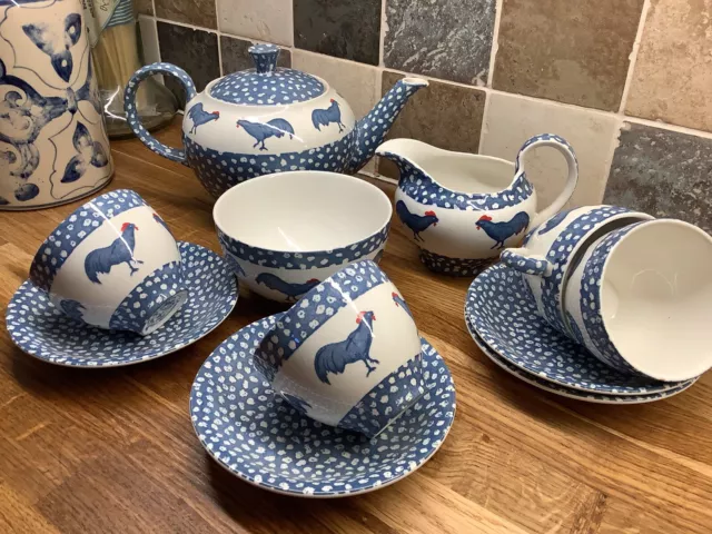 Burleigh ‘Chanticleer’ Tea Set For 4, Teapot, Cream, Sugar