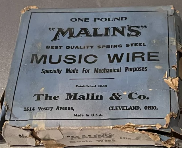 NEW Malin's Brand Spring Tempered Music Wire .013 Diam.  1 Pound, NOS