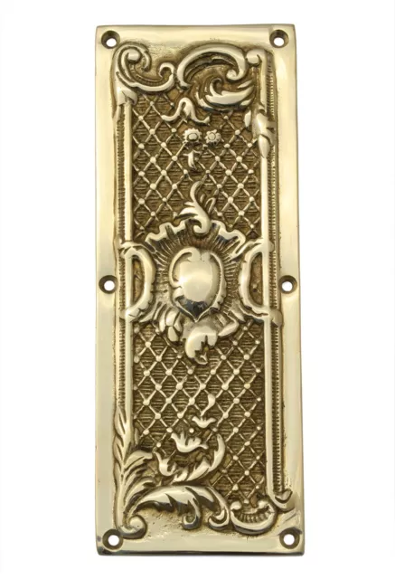 8" Brass Trellis Fingerplate  antique style period door plates finger push plate