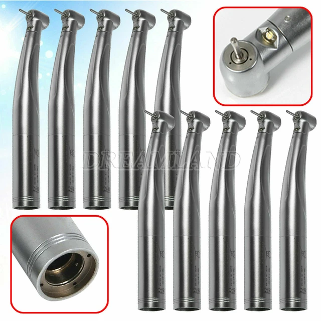 10 X Dental LED Turbine Fiber Optic Handpiece E generator Push 3 Spray
