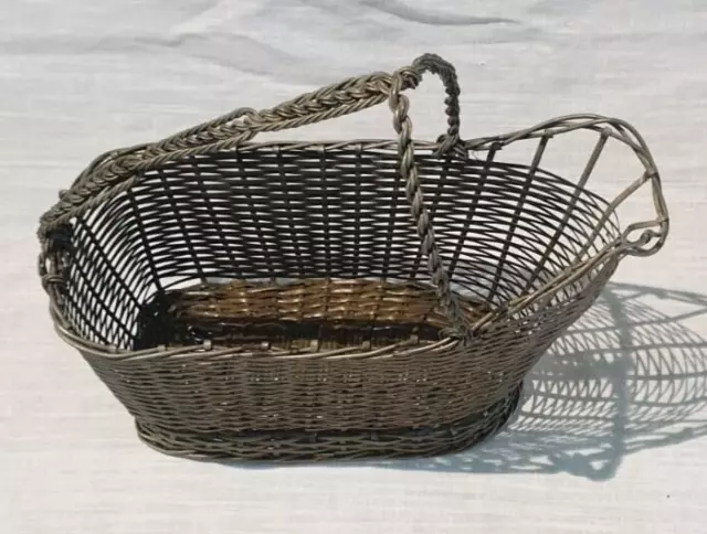 Vintage French Wine Silver Plated Basket Bottle Holder / Christmas Gift / Gifts 3