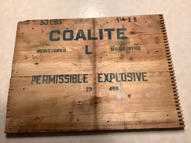 Vintage Explosives Dynamite Large Wooden Box End,  Coalite