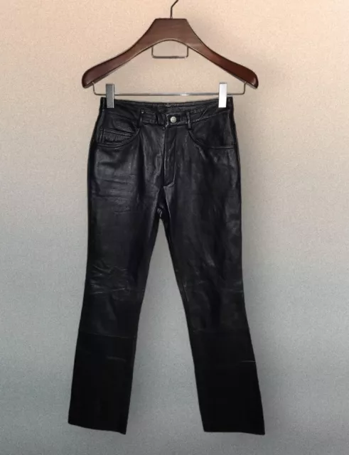 Wilsons Leather Size 6 Women's Black Leather Pants Motorcycle Straight Leg