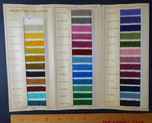 RARE Advertising Antique Catalog w Samples 1920  Progress Wool Hooked Rug Yarn