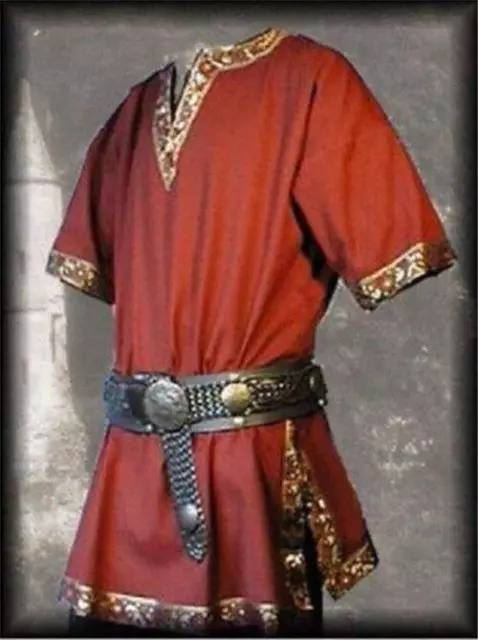 Men Medieval Renaissance Tunic Top Shirt Viking Norseman Saxon Cosplay Costume