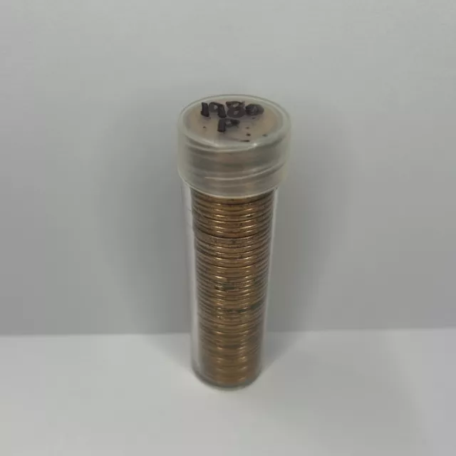 1980-P Lincoln Memorial Cent 1c AU Roll of 50 Pennies Roll US Mint