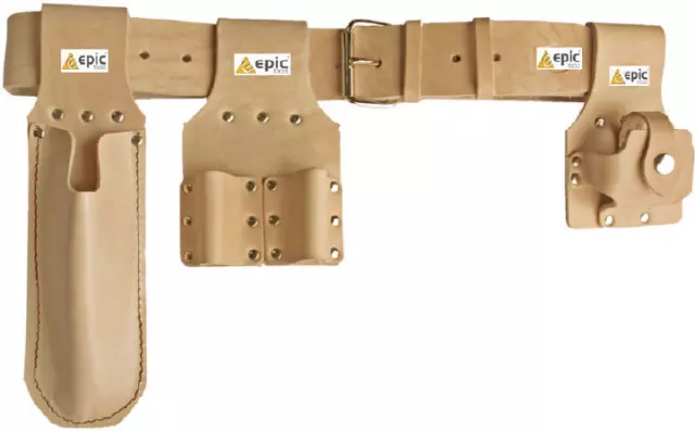 PRIORY PRO TAN Leather Scaffold Tool Belt/Spanner/Level/Tape Frogs Holders/Pouch