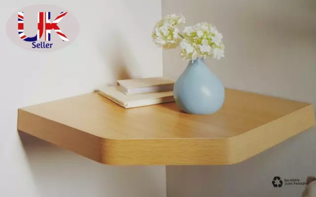 Floating Corner Wall Shelf White Lilac, Oak, Black MDF Wood Display Shelves