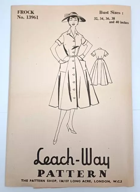 vintage 1950s dress Leach-Way sewing pattern B36 W28