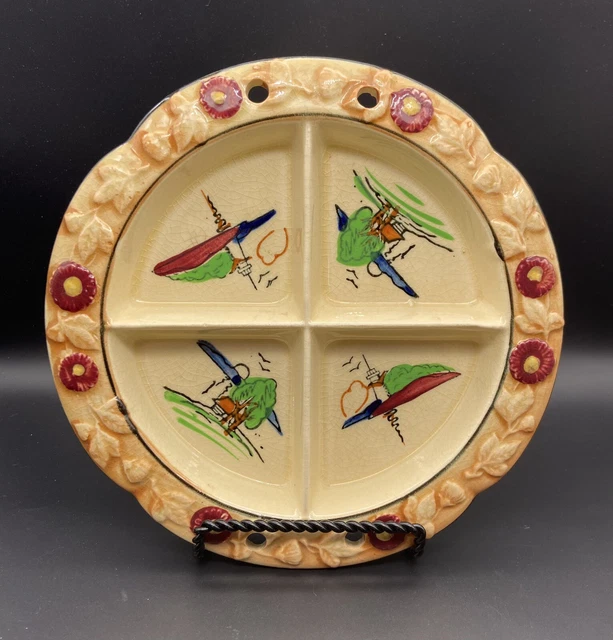 1920-1930 Hotta Yu Shoten DIVIDED PLATE Japan Majolica