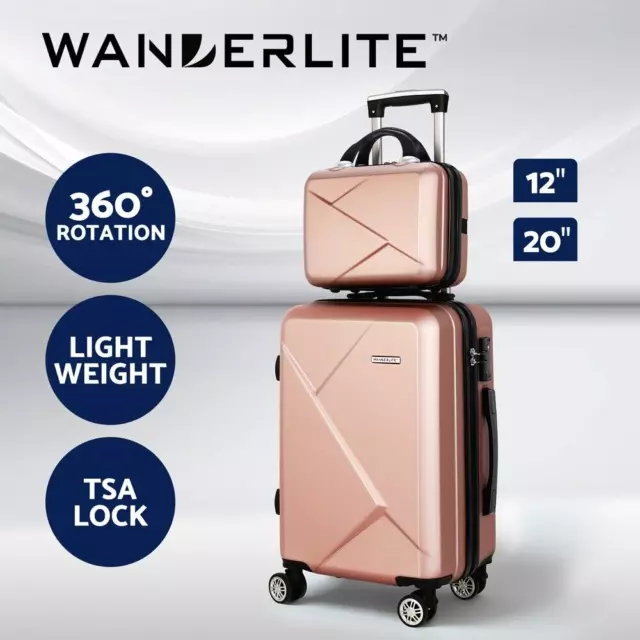 Wanderlite 2pc Luggage Trolley Travel Suitcase Storage Carry On TSA Lock 12" 20"