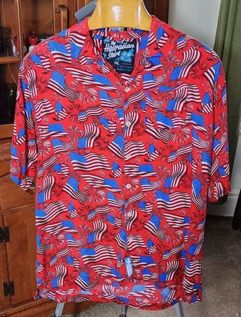 The Hawaiian Shirt By Rowdy Gentleman XXL Patriotic Short Sleeve