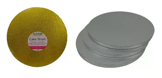 Cake Drum Tortenplatten Set 1x 30,5cm in Gold + 3x 25cm in Silber