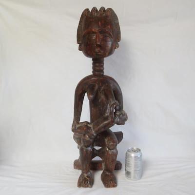 Ashanti Asante Carved Wood Fertility Figure African Sculpture 26.5" Tall Ghana