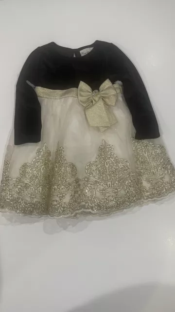 Toddler girl Rare Editions white & gold glitter 2pc Christmas dress-size 3t